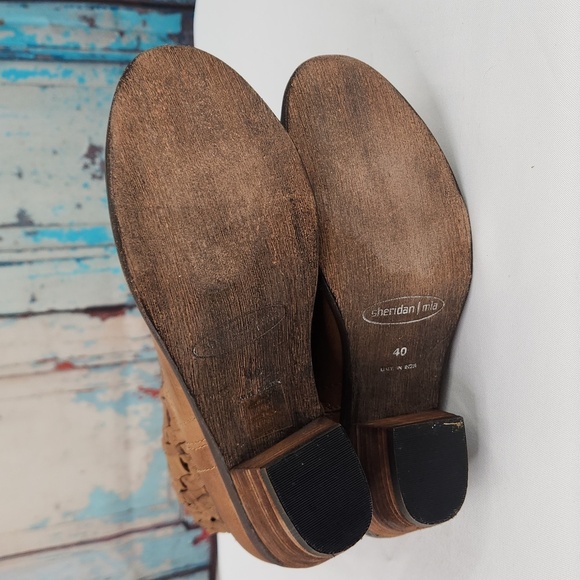 Sheridan Mia Tan Woven Leather Zip Ankle boots - Picture 6 of 8